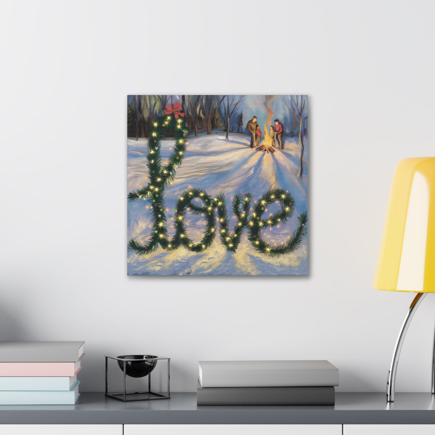 Holiday Canvas Gallery Wrap: 'Love' Winter Scene Art