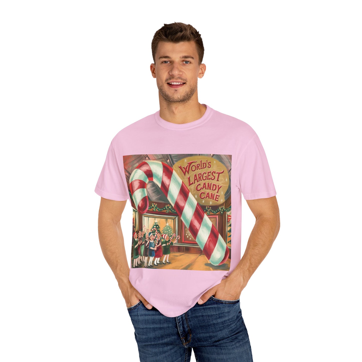 World's Largest Candy Cane Unisex Garment-Dyed T-Shirt