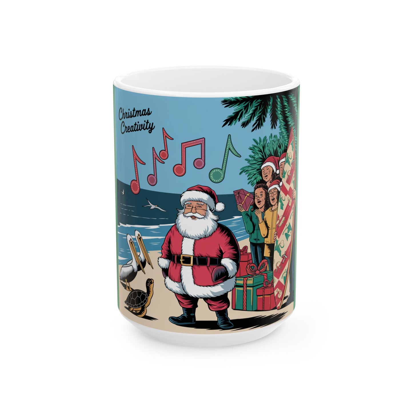 Christmas Creativity Santa on the Beach Ceramic Mug, (11oz, 15oz)