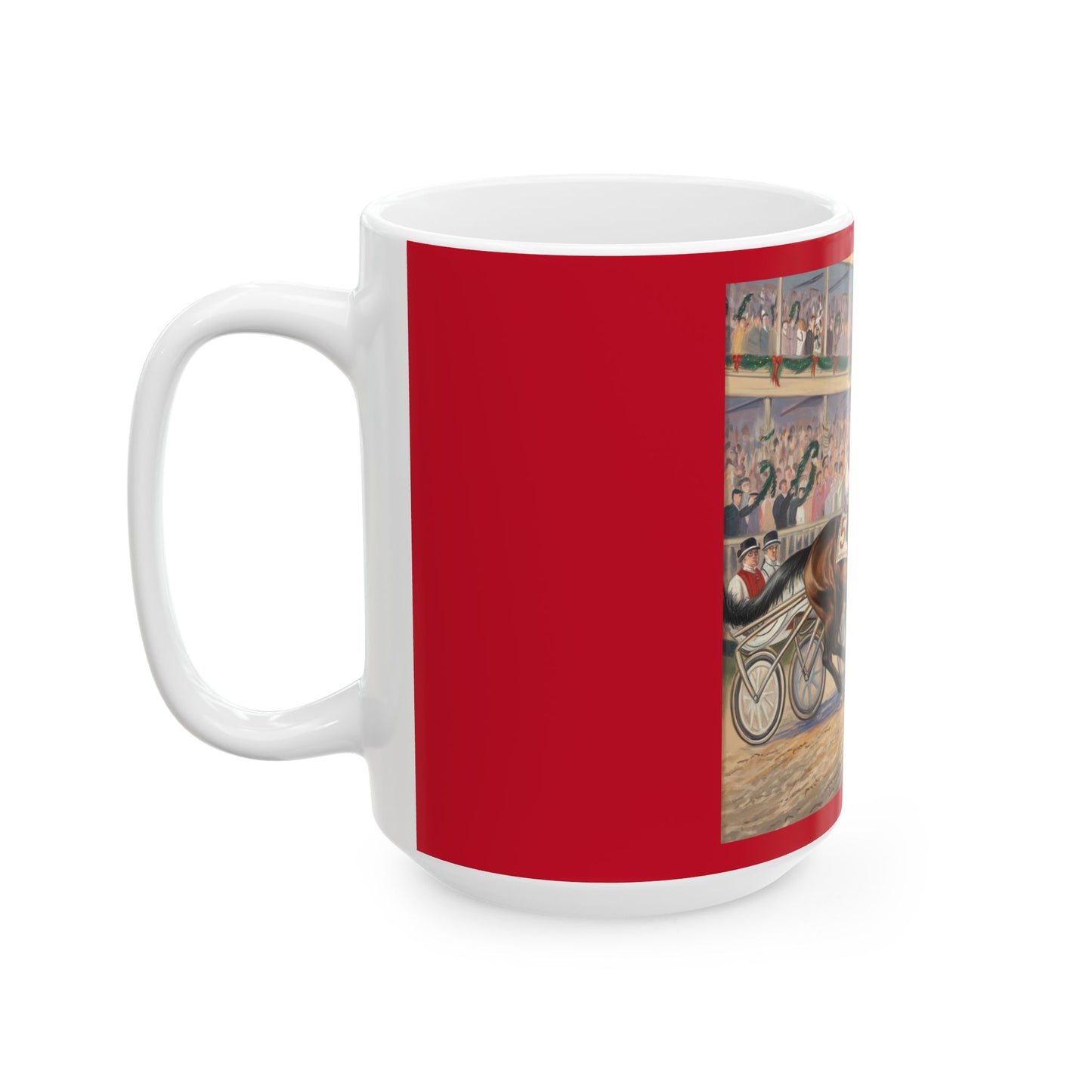 Festive Horse Racing Ceramic Mug - Perfect for Holiday Cheer & Gift Giving