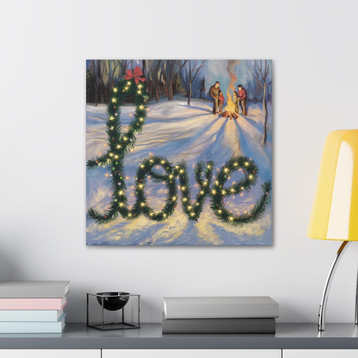 Holiday Canvas Gallery Wrap: 'Love' Winter Scene Art