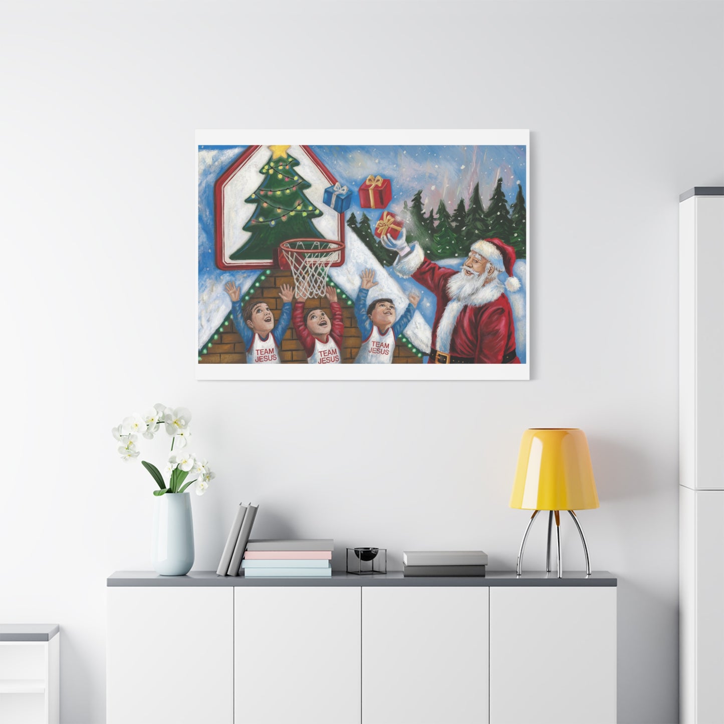 Christmas Team Jesus Canvas Wall Art - Holiday Decor