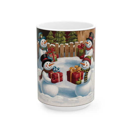 Festive Snowman Ceramic Mug for Holiday Cheer (11oz, 15oz)