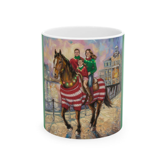 Festive Family Horse Riding Ceramic Mug - Perfect Holiday Gift