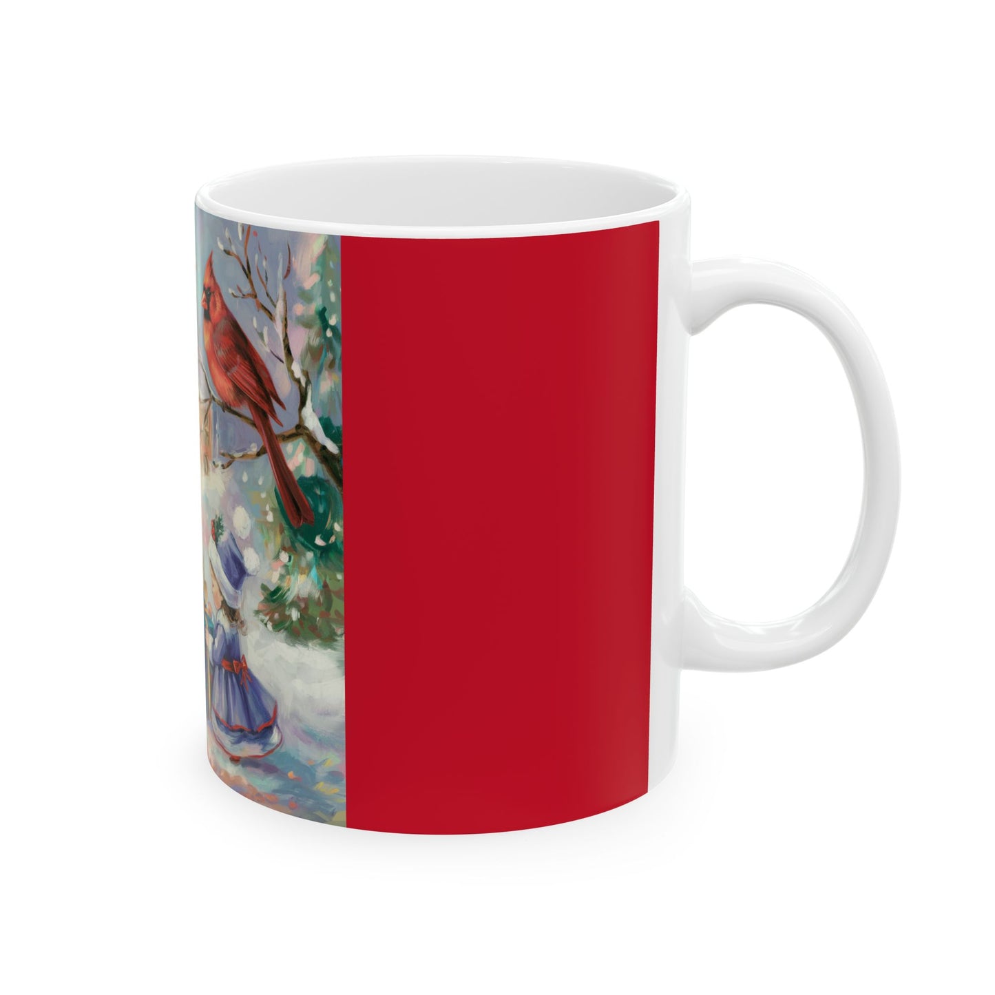 Whimsical Winter Cardinal Ceramic Mug - Holiday Gift for Bird Lovers