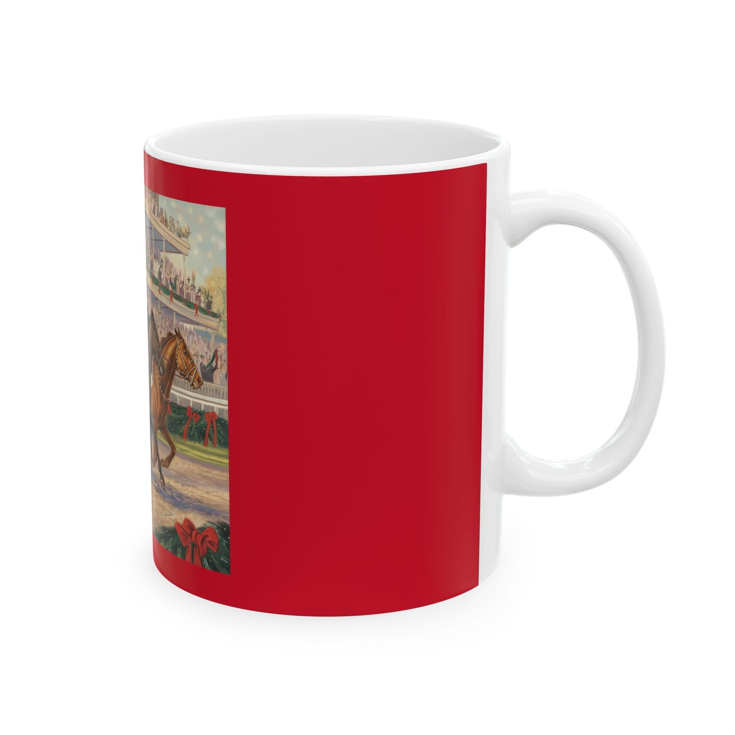 Festive Horse Racing Ceramic Mug - Perfect for Holiday Cheer & Gift Giving