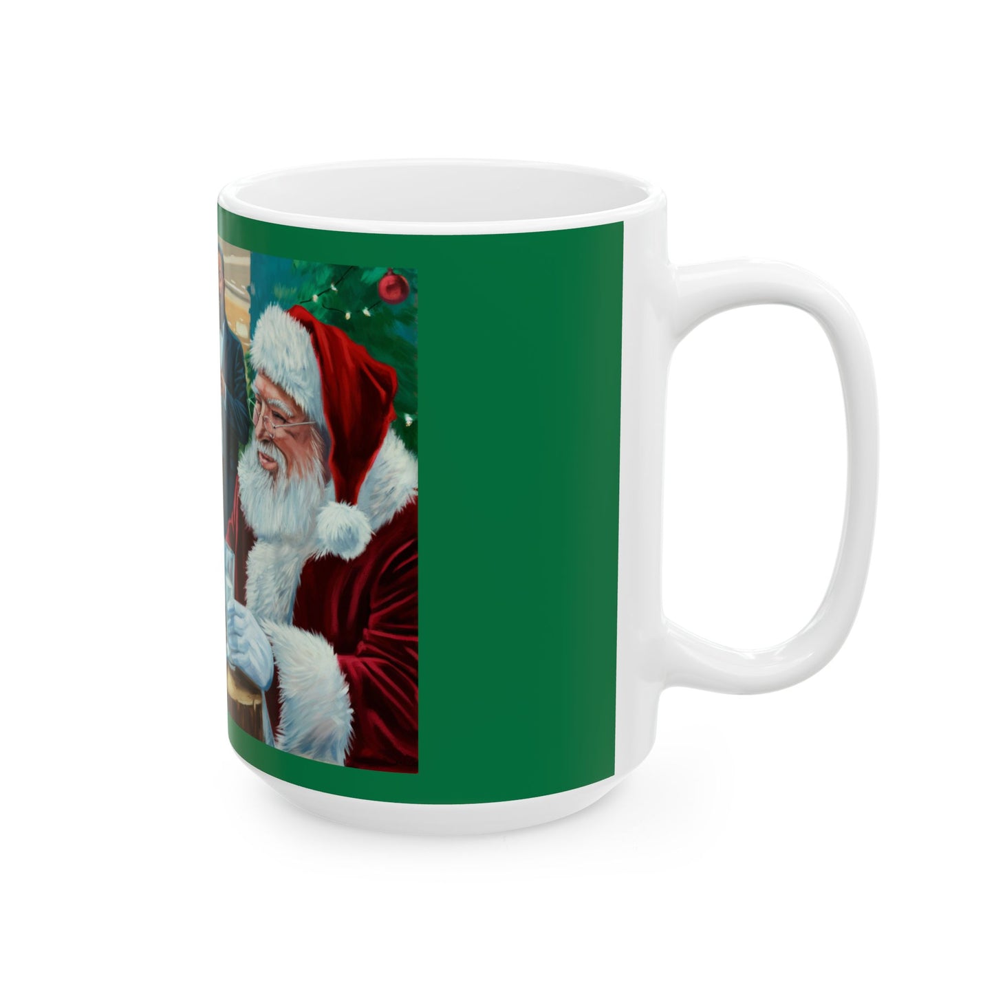 Festive Family Cookies and Milk with Santa at the Mall Ceramic Mug - Santa & Holiday Cheer (11oz, 15oz)