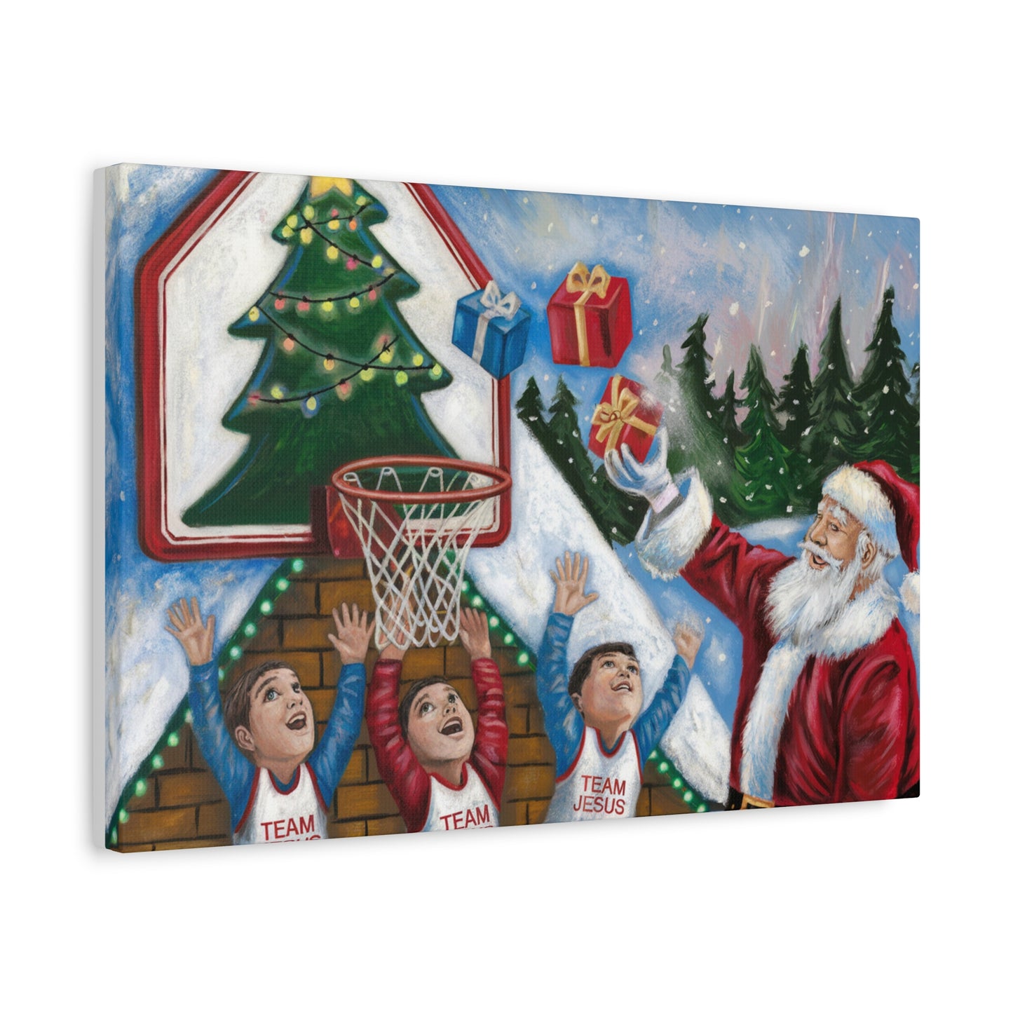 Christmas Team Jesus Canvas Wall Art - Holiday Decor