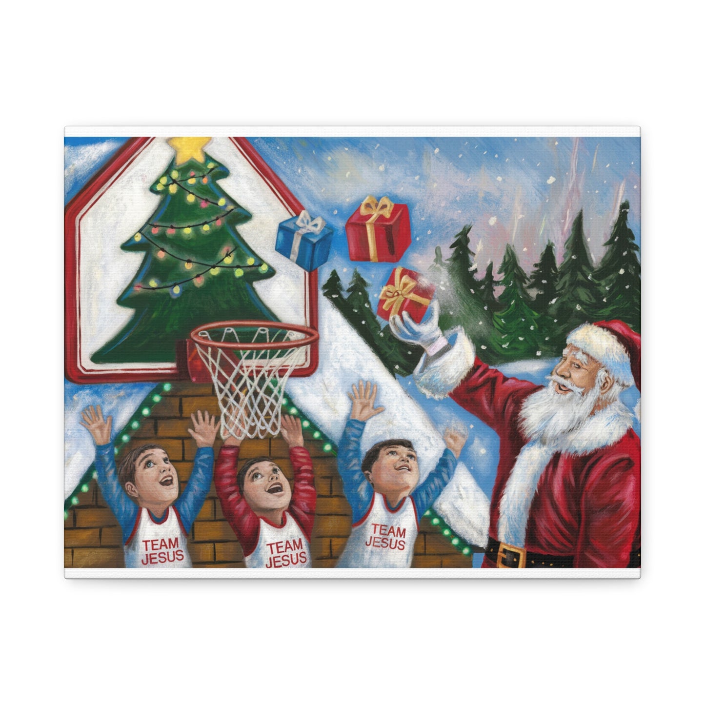 Christmas Team Jesus Canvas Wall Art - Holiday Decor