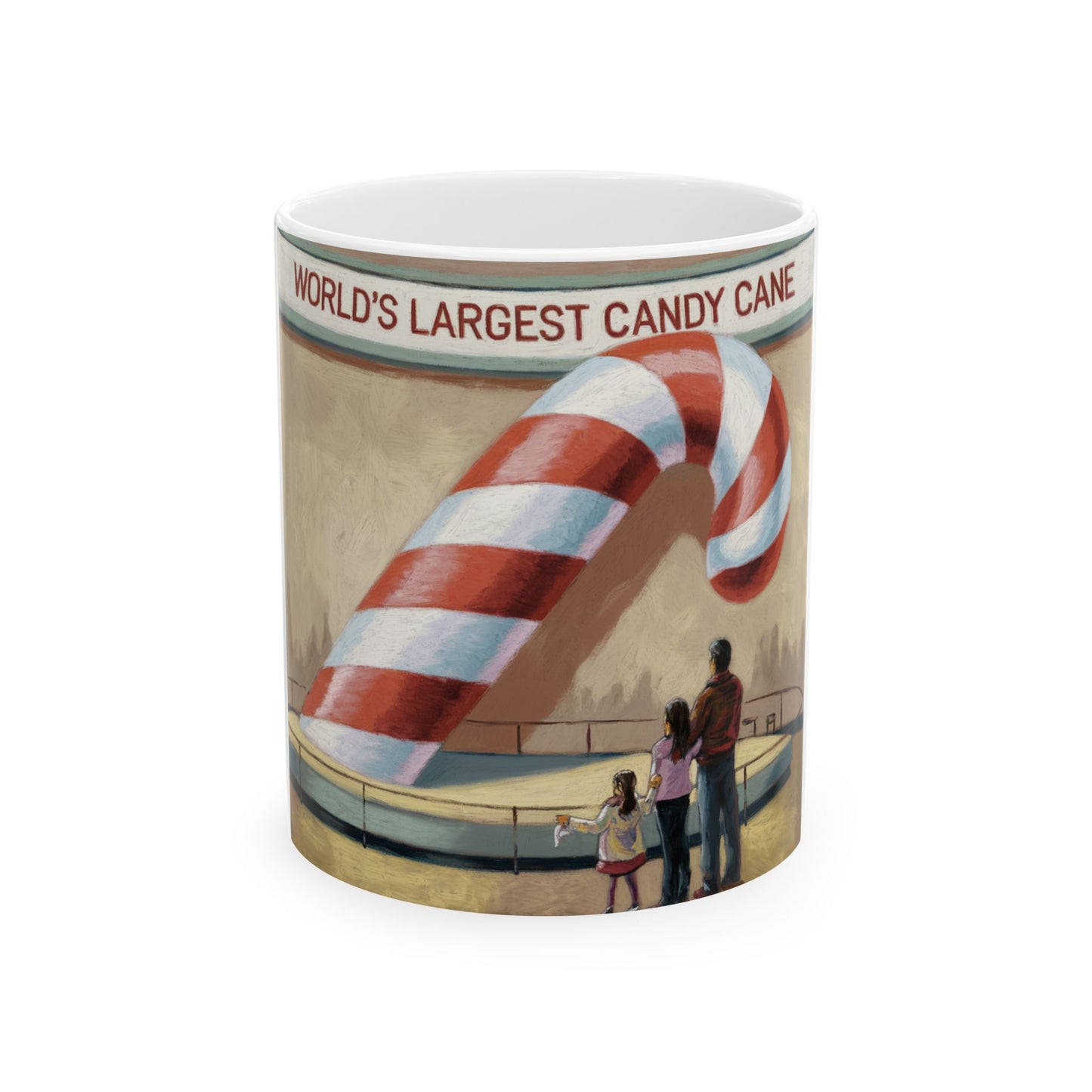 World's Largest Candy Cane Ceramic Mug - Festive Holiday Gift for Hot Beverages