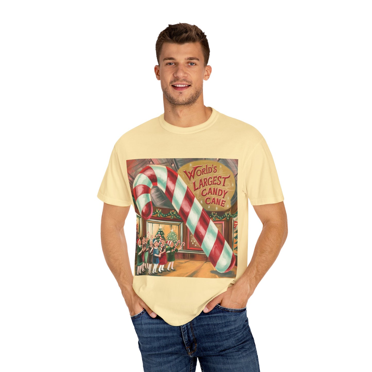 World's Largest Candy Cane Unisex Garment-Dyed T-Shirt