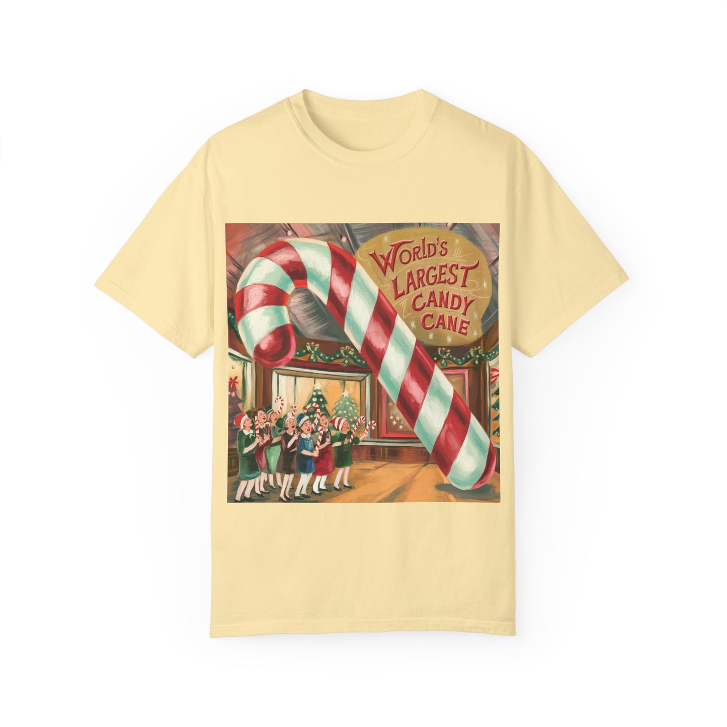 World's Largest Candy Cane Unisex Garment-Dyed T-Shirt