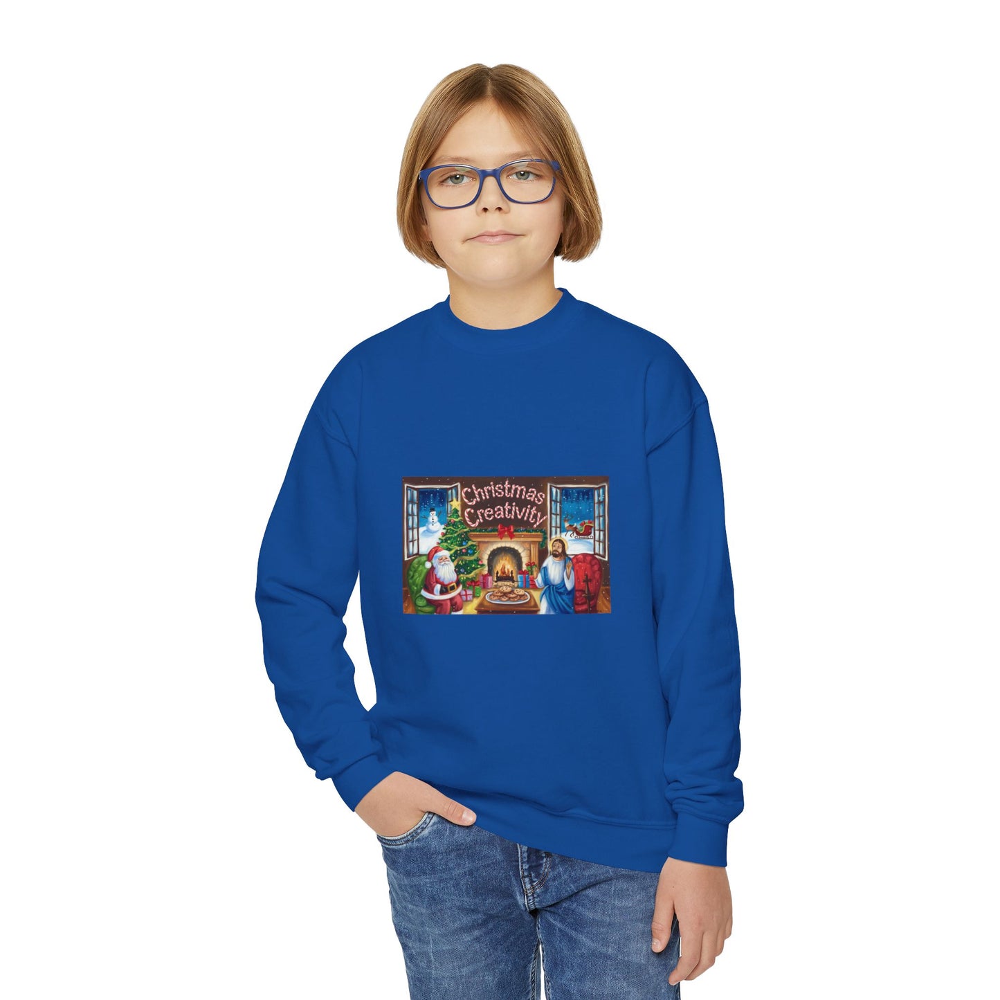 Youth Crewneck Sweatshirt - "Christmas Creativity" Cozy Holiday Sweatshirt