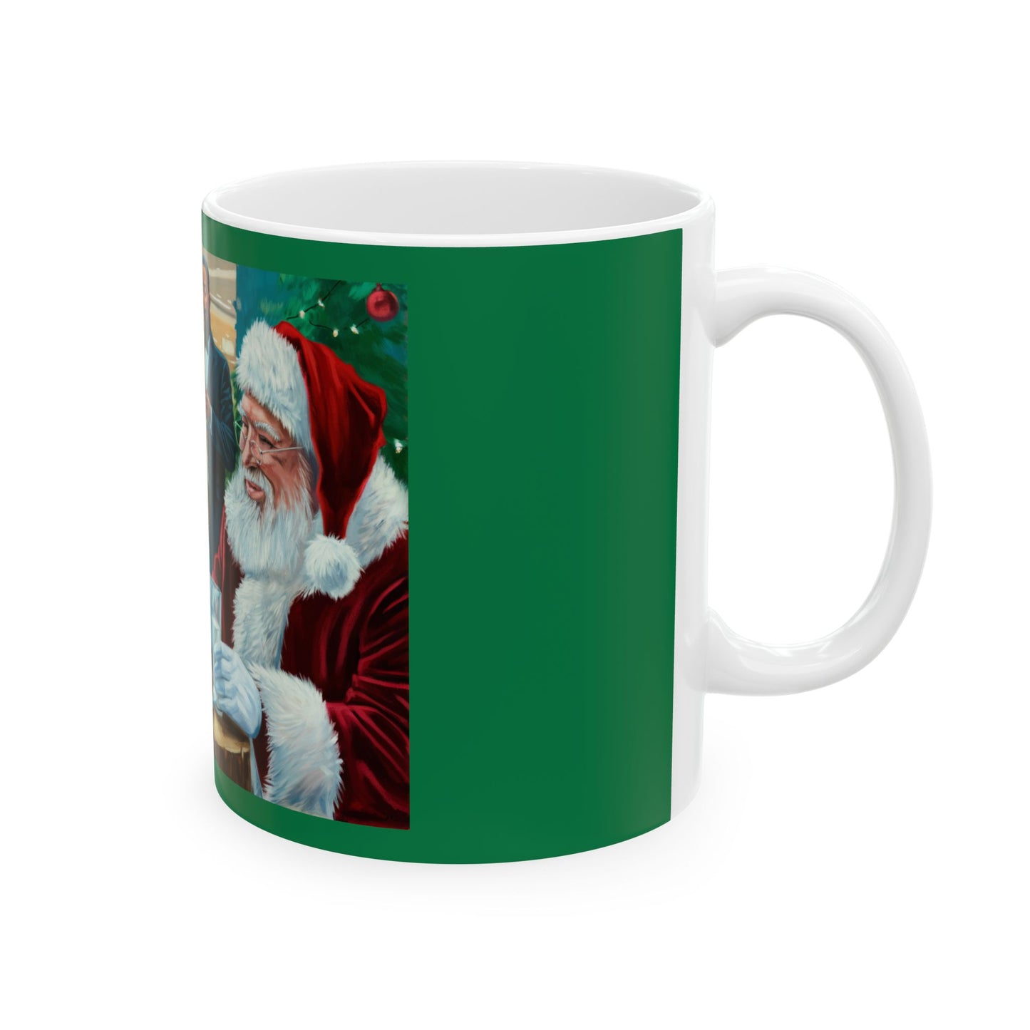 Festive Family Cookies and Milk with Santa at the Mall Ceramic Mug - Santa & Holiday Cheer (11oz, 15oz)