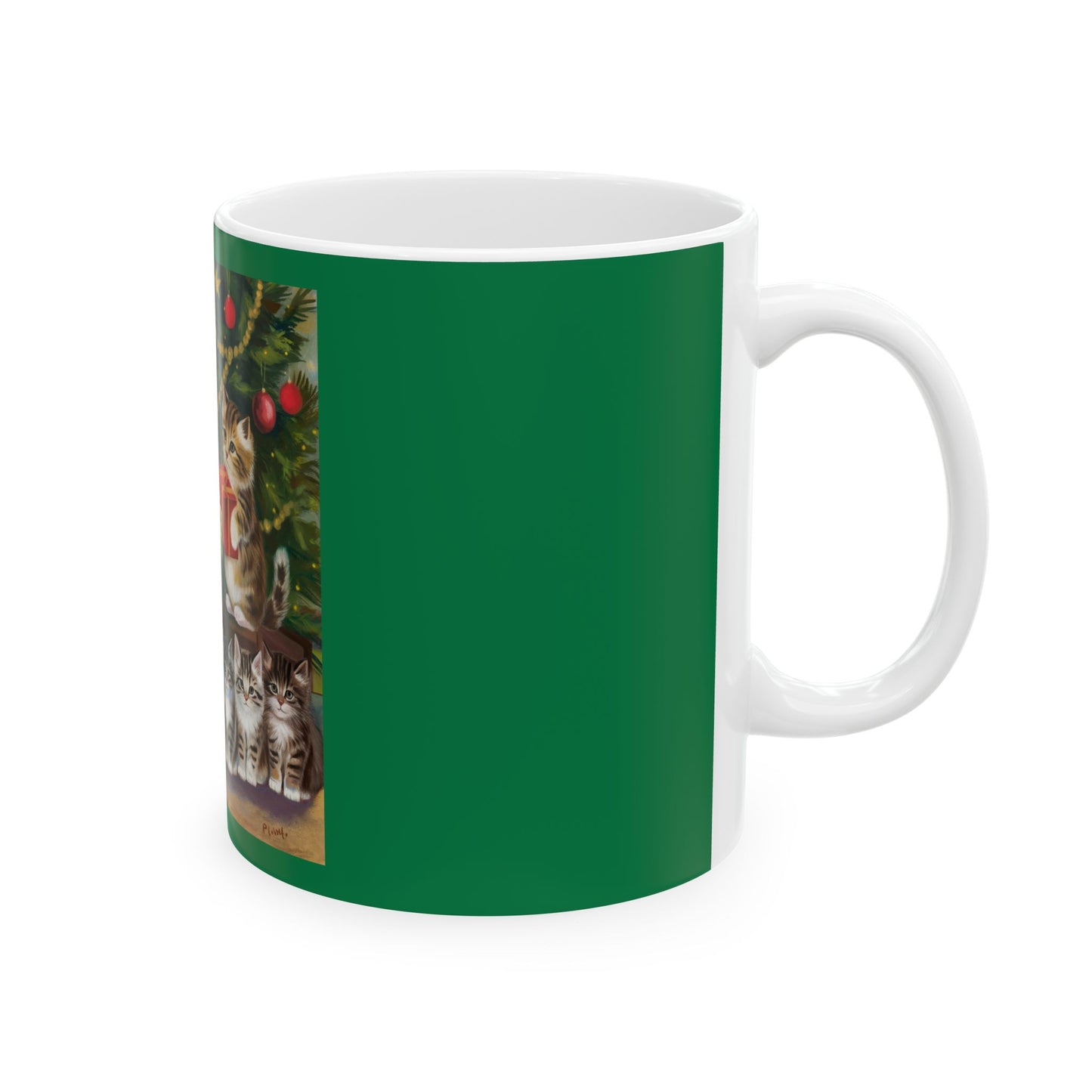 Festive Cat Christmas Mug - Whimsical 11oz & 15oz Ceramic Coffee Cup for Cat Lovers// Cat Santa