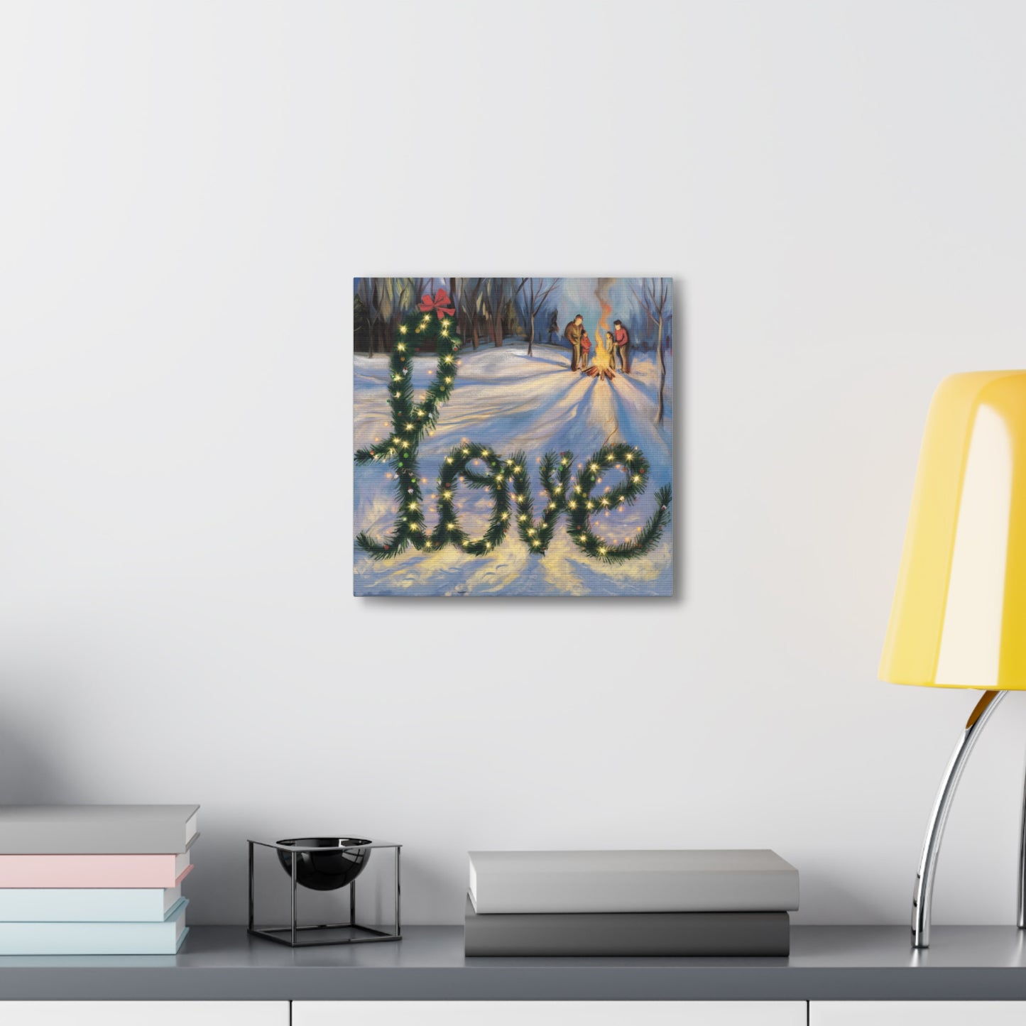 Holiday Canvas Gallery Wrap: 'Love' Winter Scene Art