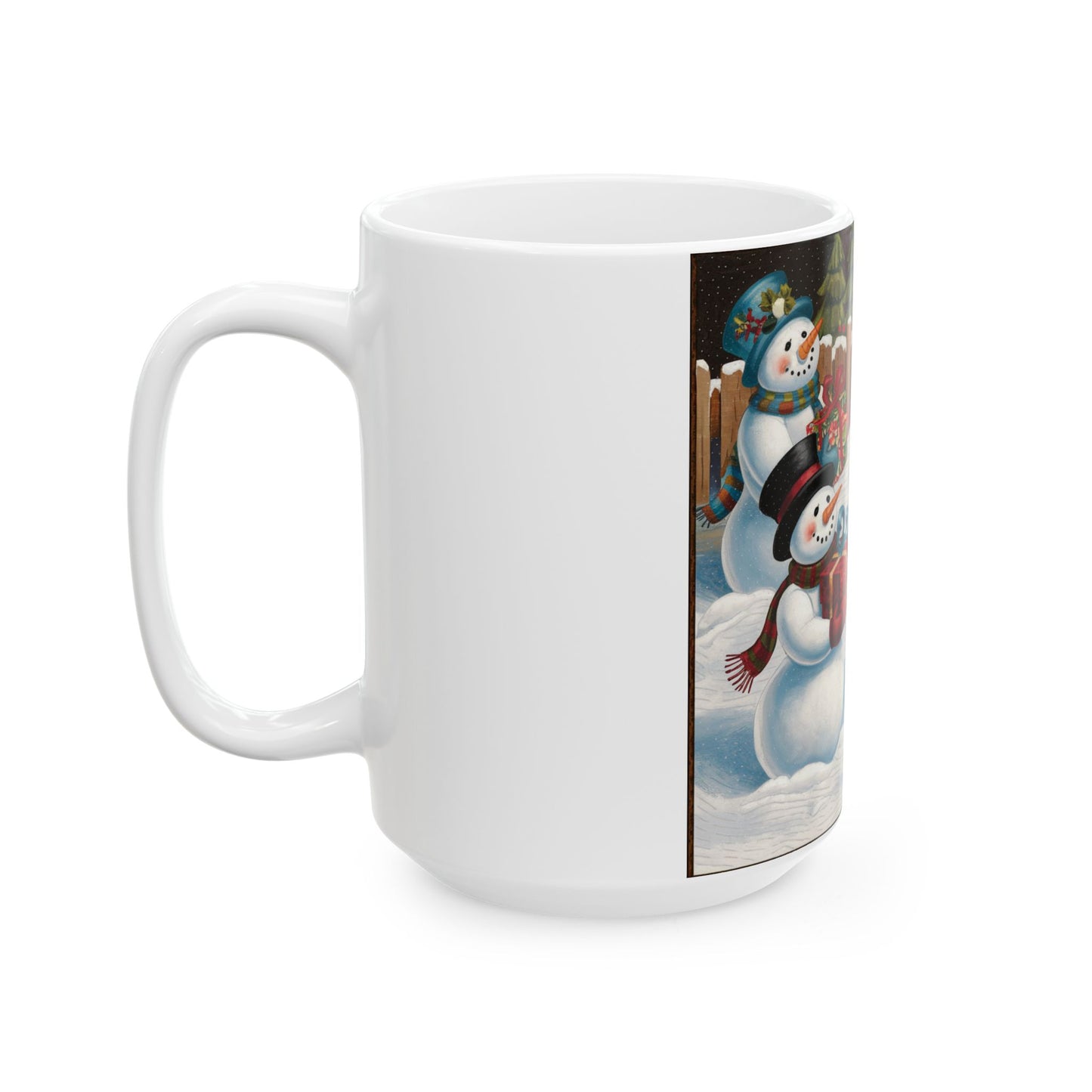 Festive Snowman Ceramic Mug for Holiday Cheer (11oz, 15oz)