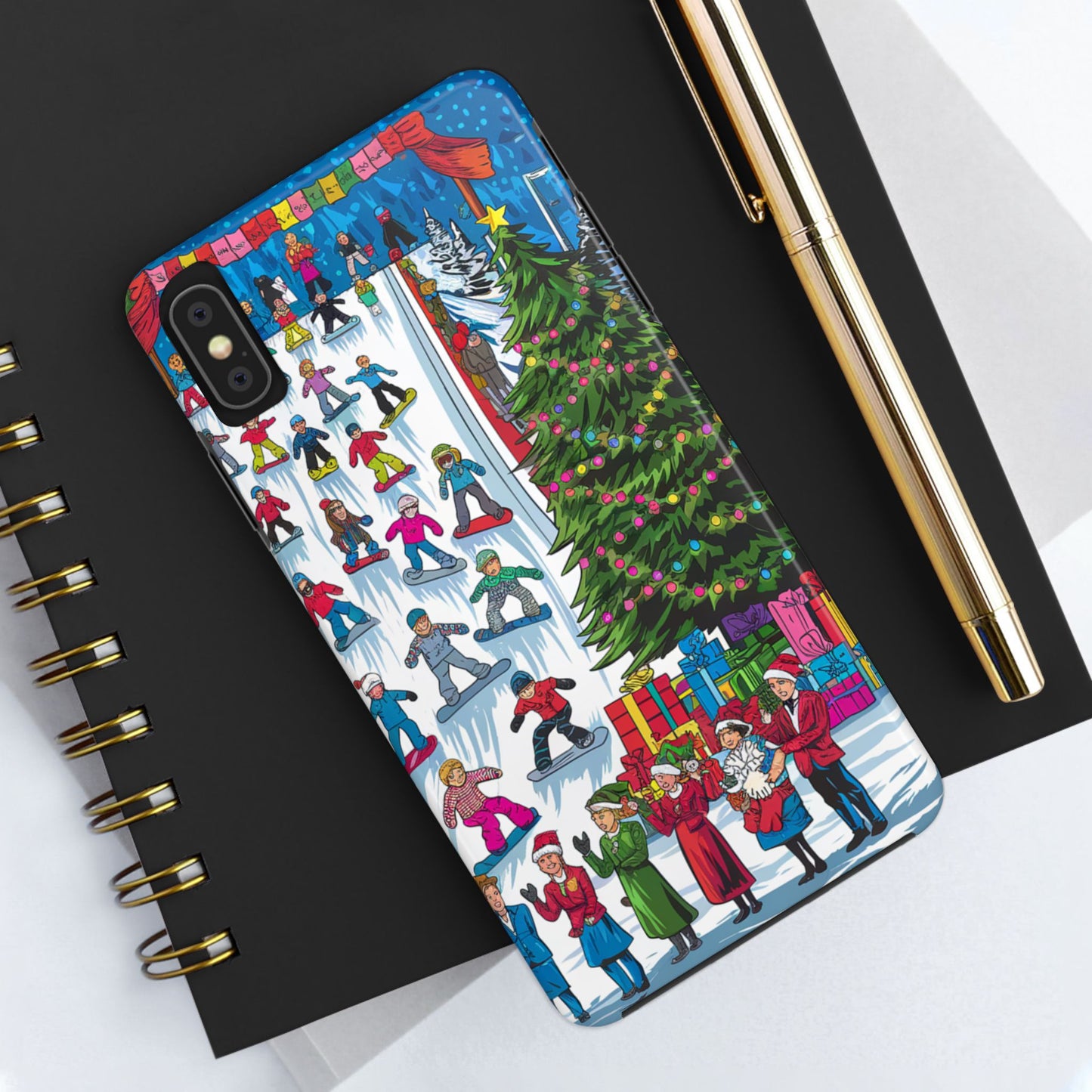 Festive Winter Holiday Tough Phone Cases - Colorful Christmas Design