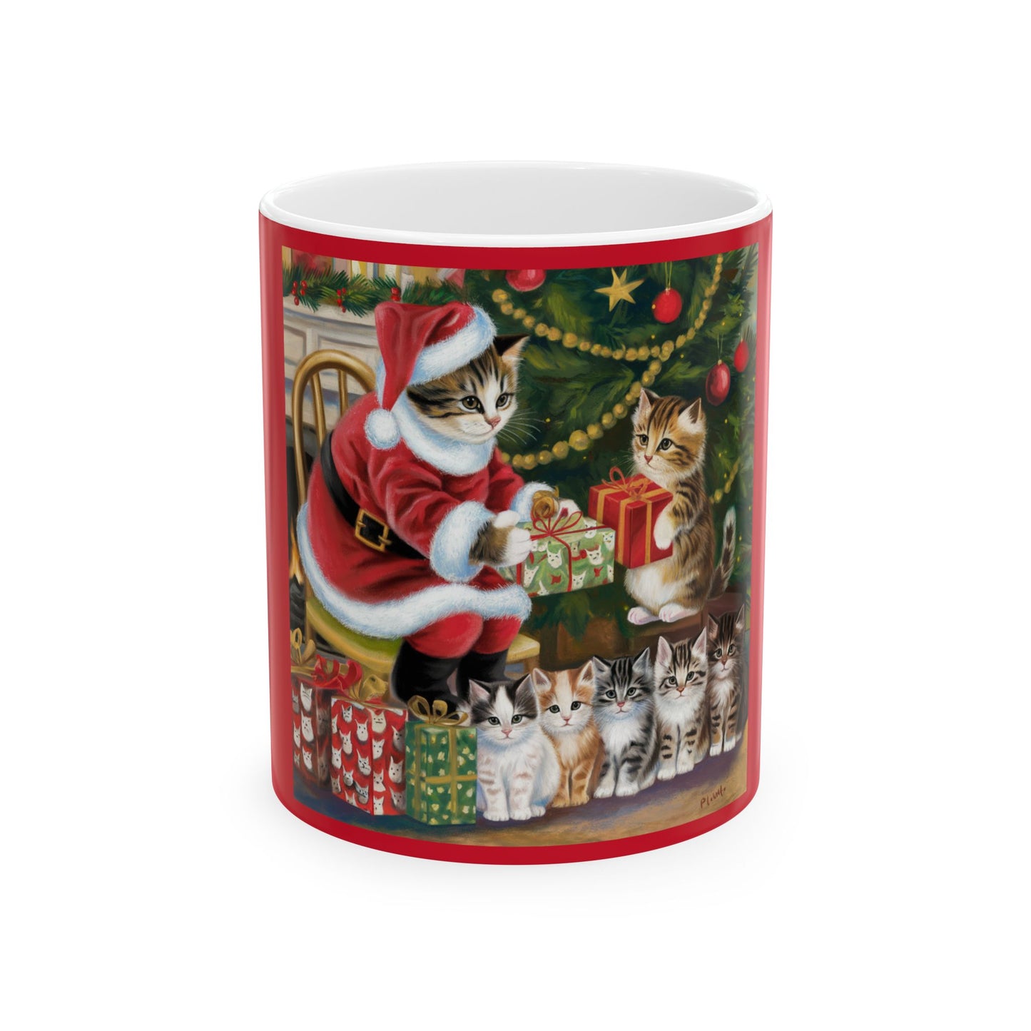 Festive Cat Christmas Mug - Cute Holiday Gift for Cat Lovers/ Cat Santa