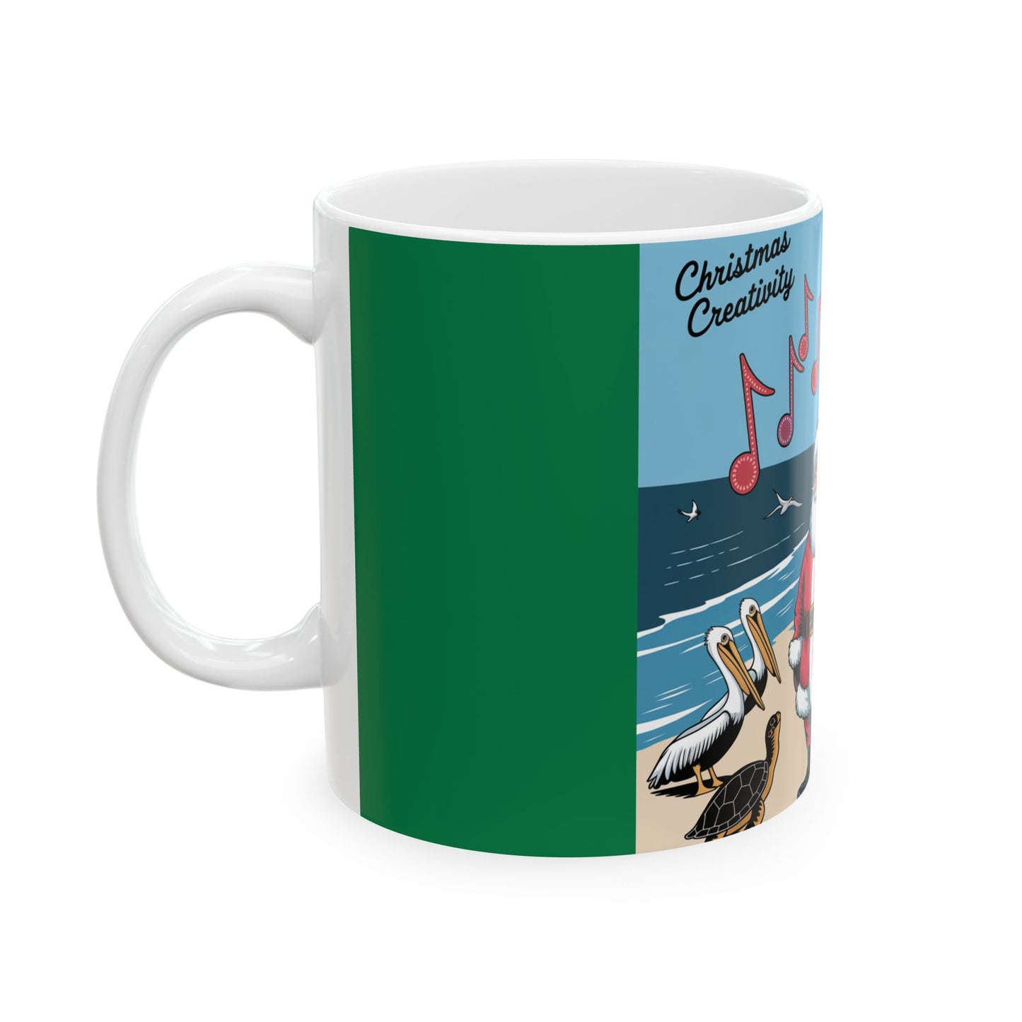 Christmas Creativity Santa on the Beach Ceramic Mug, (11oz, 15oz)