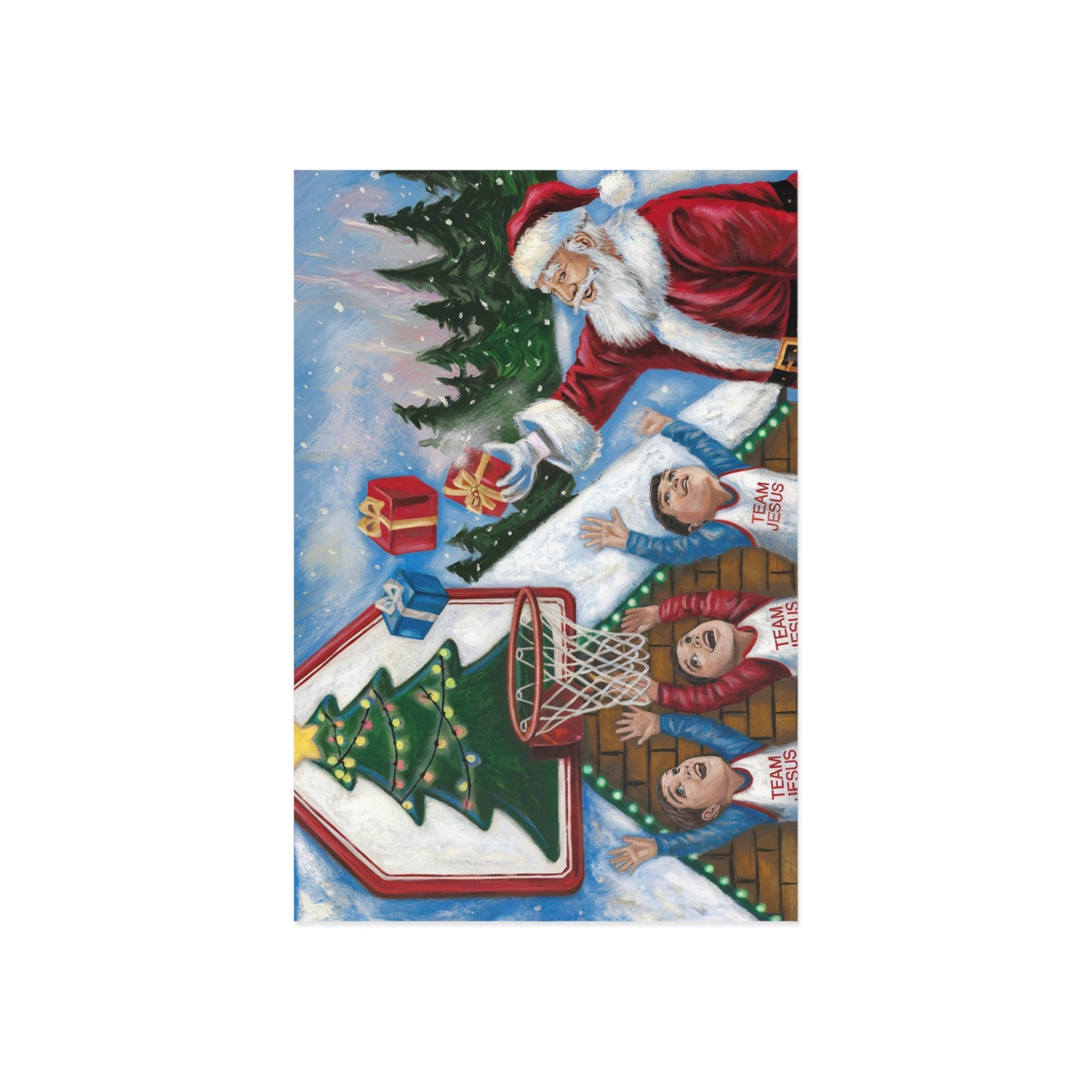 Whimsical Christmas Fine Art Postcards - Team Jesus Holiday Greetings