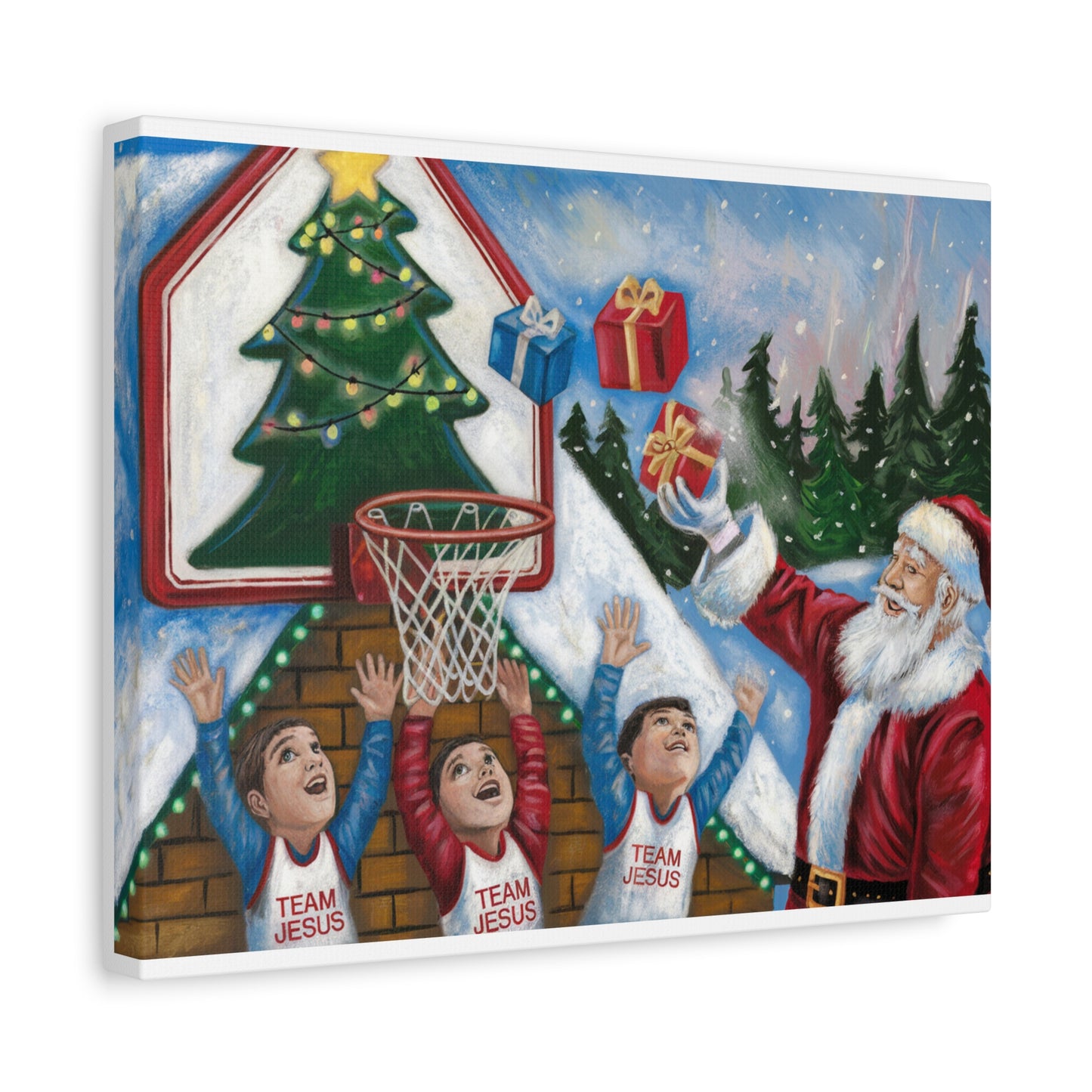 Christmas Team Jesus Canvas Wall Art - Holiday Decor