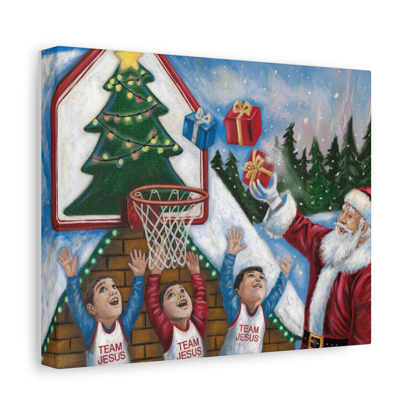 Christmas Team Jesus Canvas Wall Art - Holiday Decor