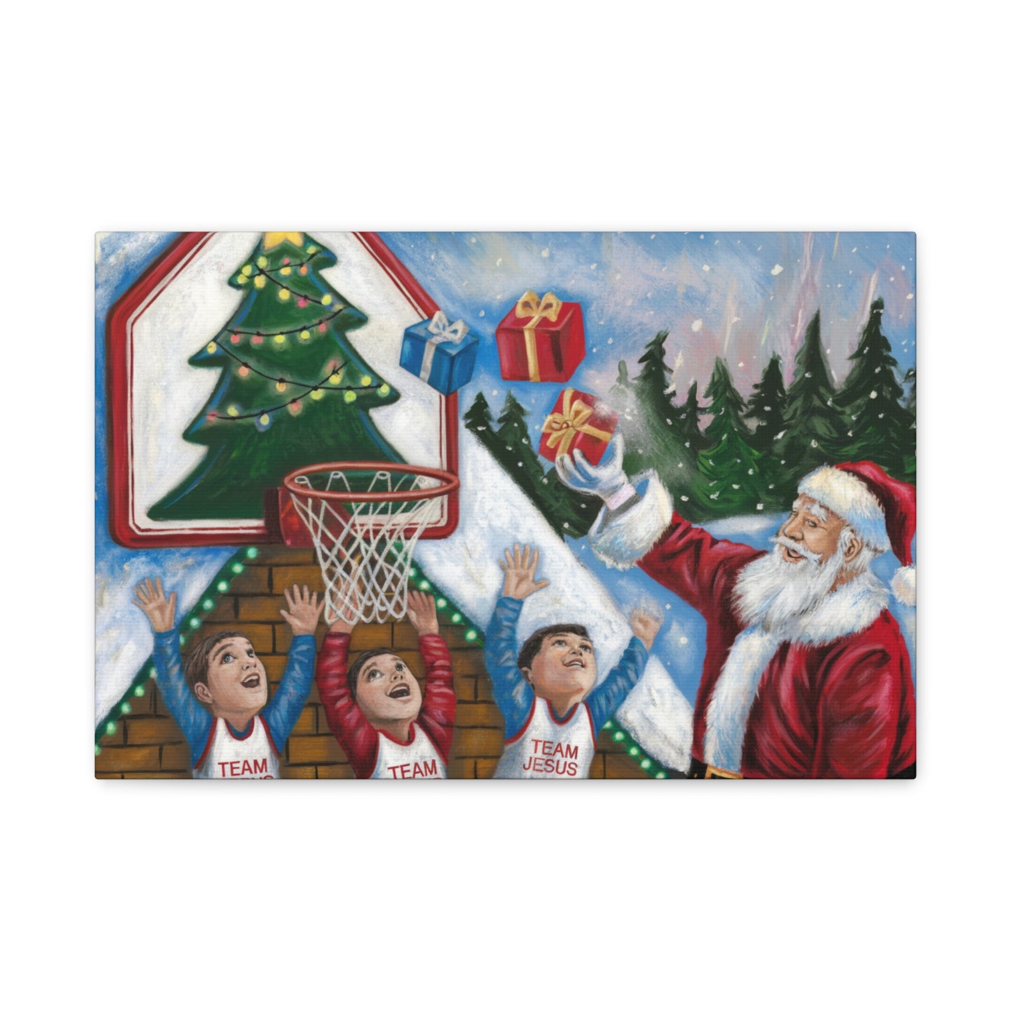 Christmas Team Jesus Canvas Wall Art - Holiday Decor