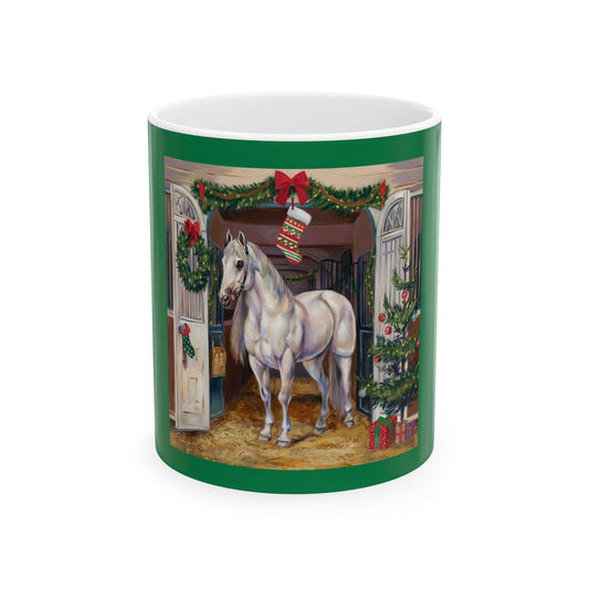 Christmas Horse Ceramic Mug - Festive Holiday Drinkware