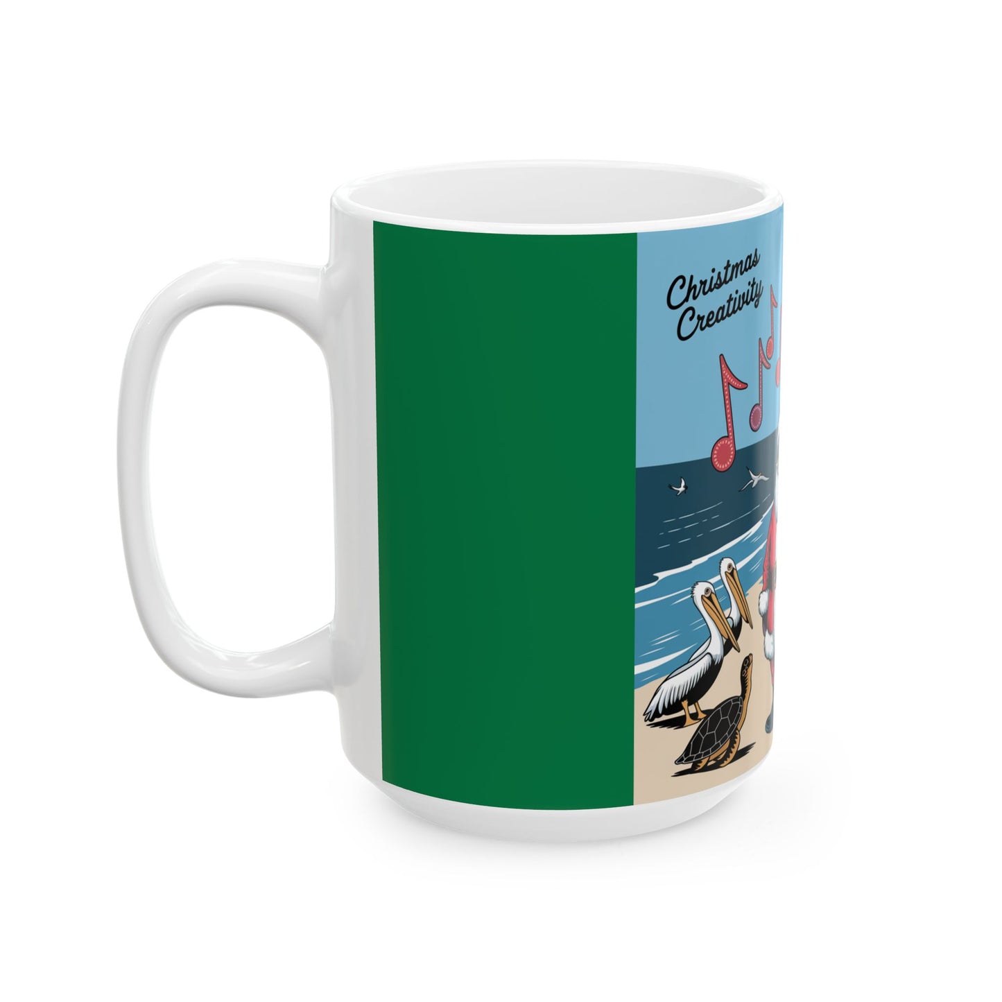 Christmas Creativity Santa on the Beach Ceramic Mug, (11oz, 15oz)