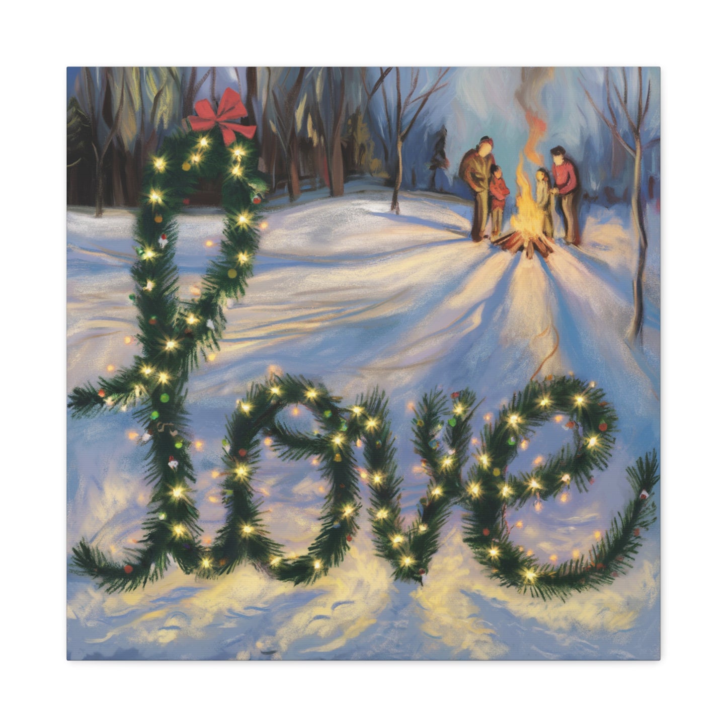 Holiday Canvas Gallery Wrap: 'Love' Winter Scene Art