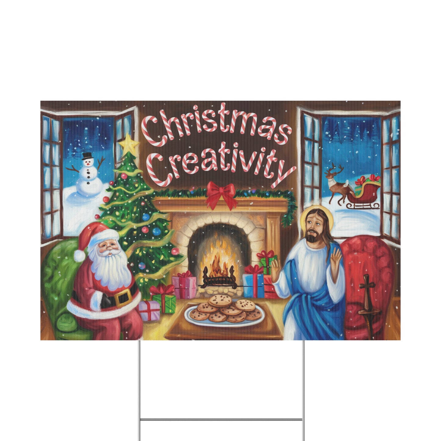 Christmas Creativity Yard Sign - Festive Holiday Decor for Joyful Celebrations