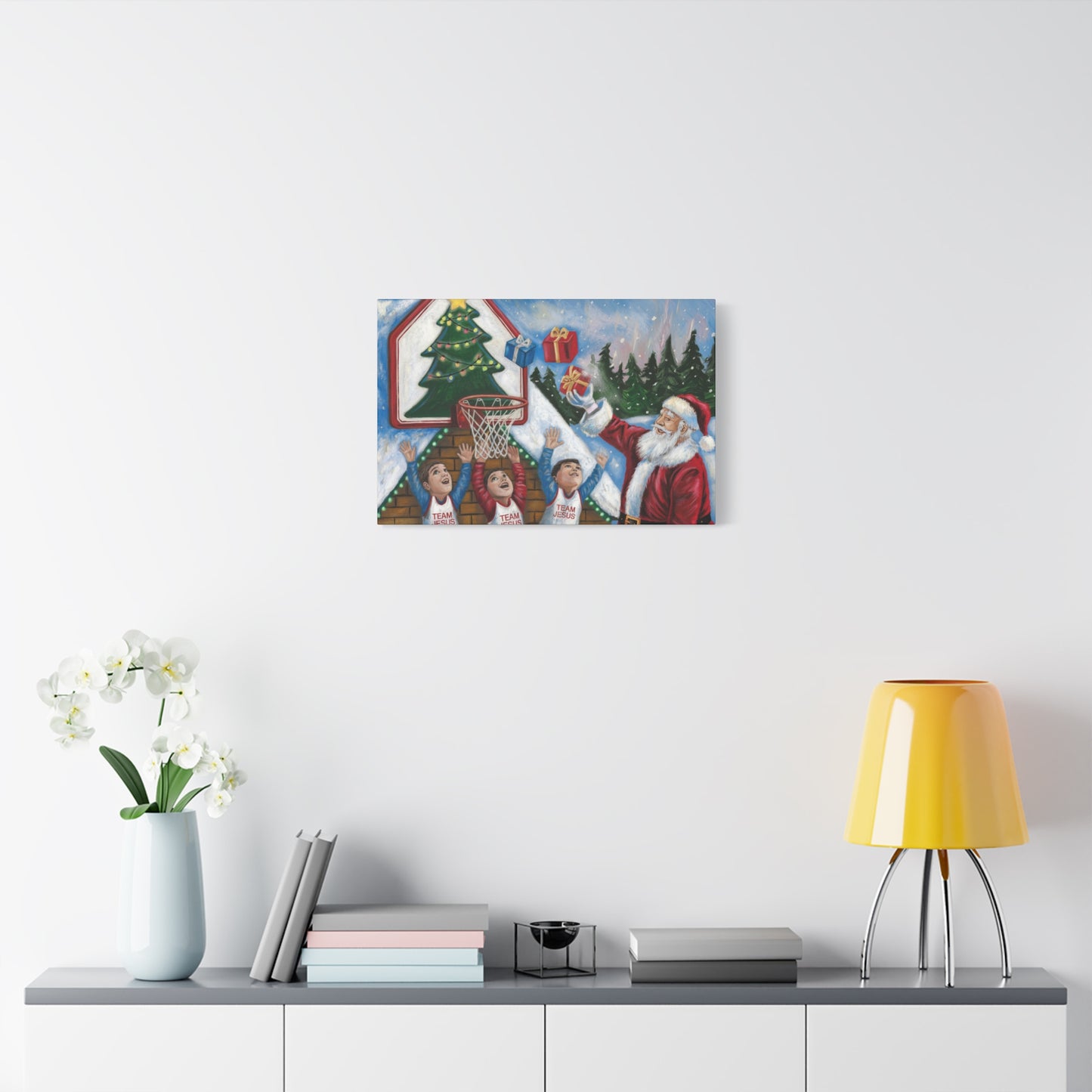 Christmas Team Jesus Canvas Wall Art - Holiday Decor