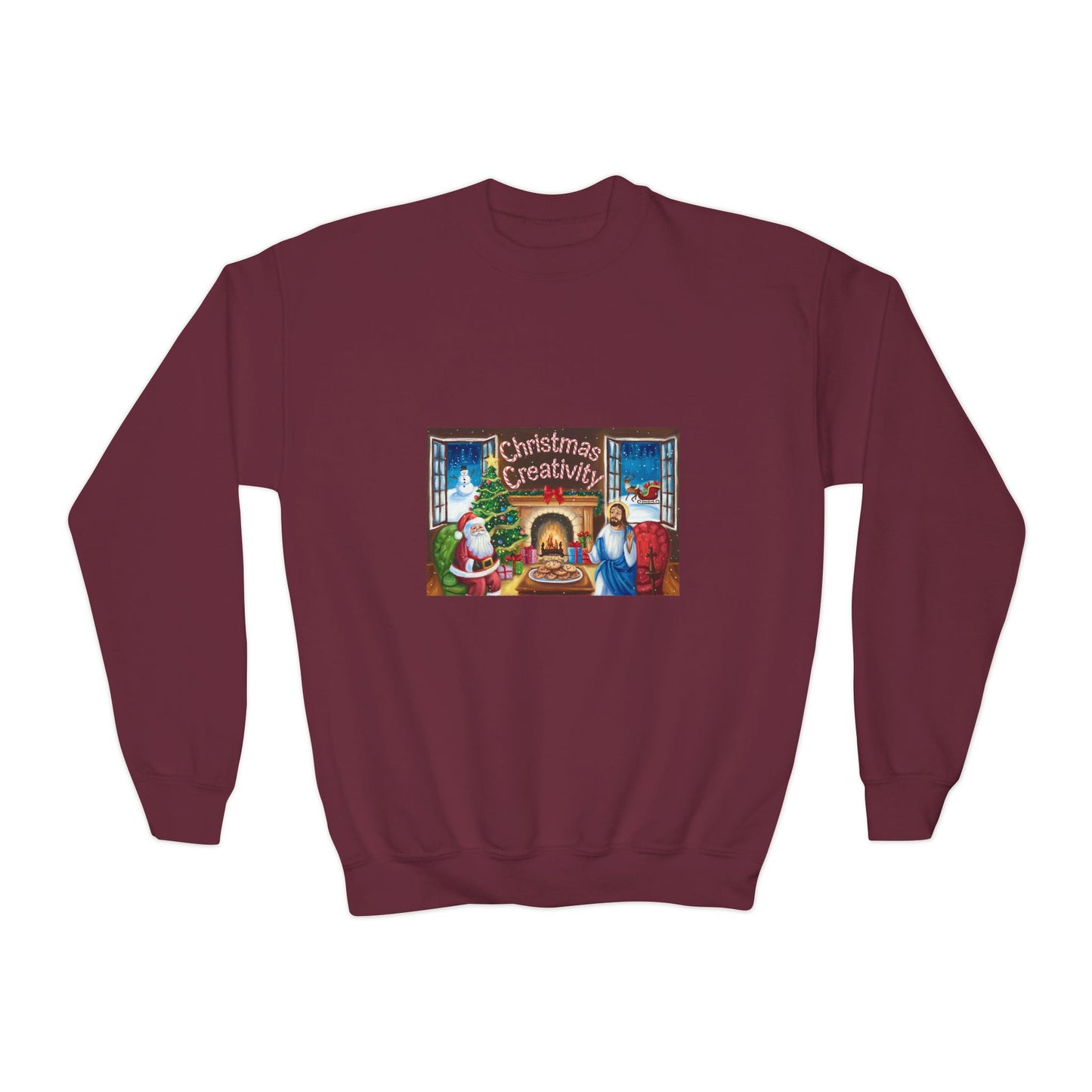 Youth Crewneck Sweatshirt - "Christmas Creativity" Cozy Holiday Sweatshirt