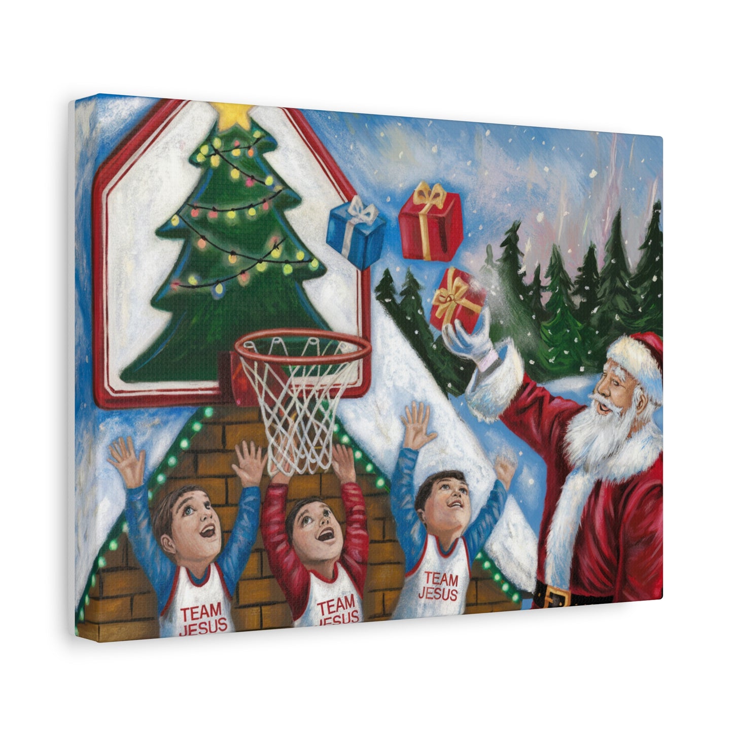 Christmas Team Jesus Canvas Wall Art - Holiday Decor