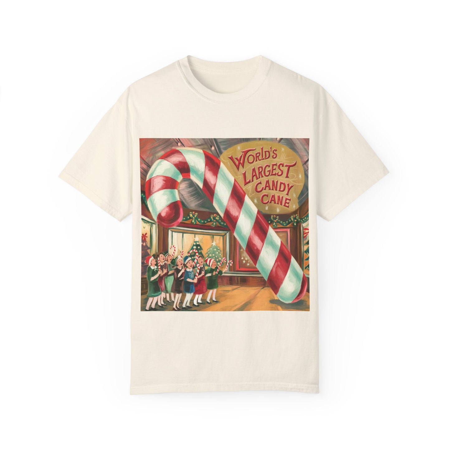 World's Largest Candy Cane Unisex Garment-Dyed T-Shirt