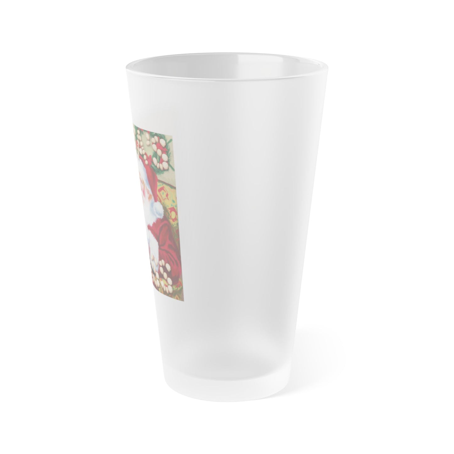 "Santa's Milk Glass" Frosted Pint Glass - 16oz Holiday Drinkware