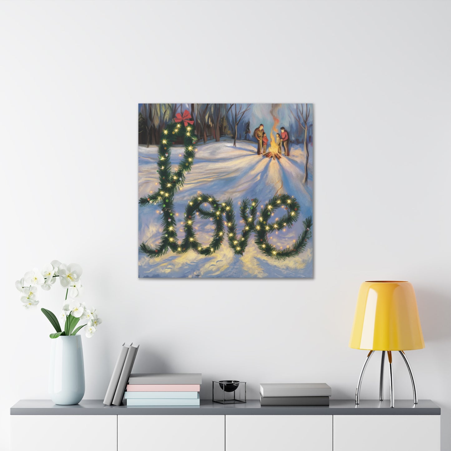 Holiday Canvas Gallery Wrap: 'Love' Winter Scene Art