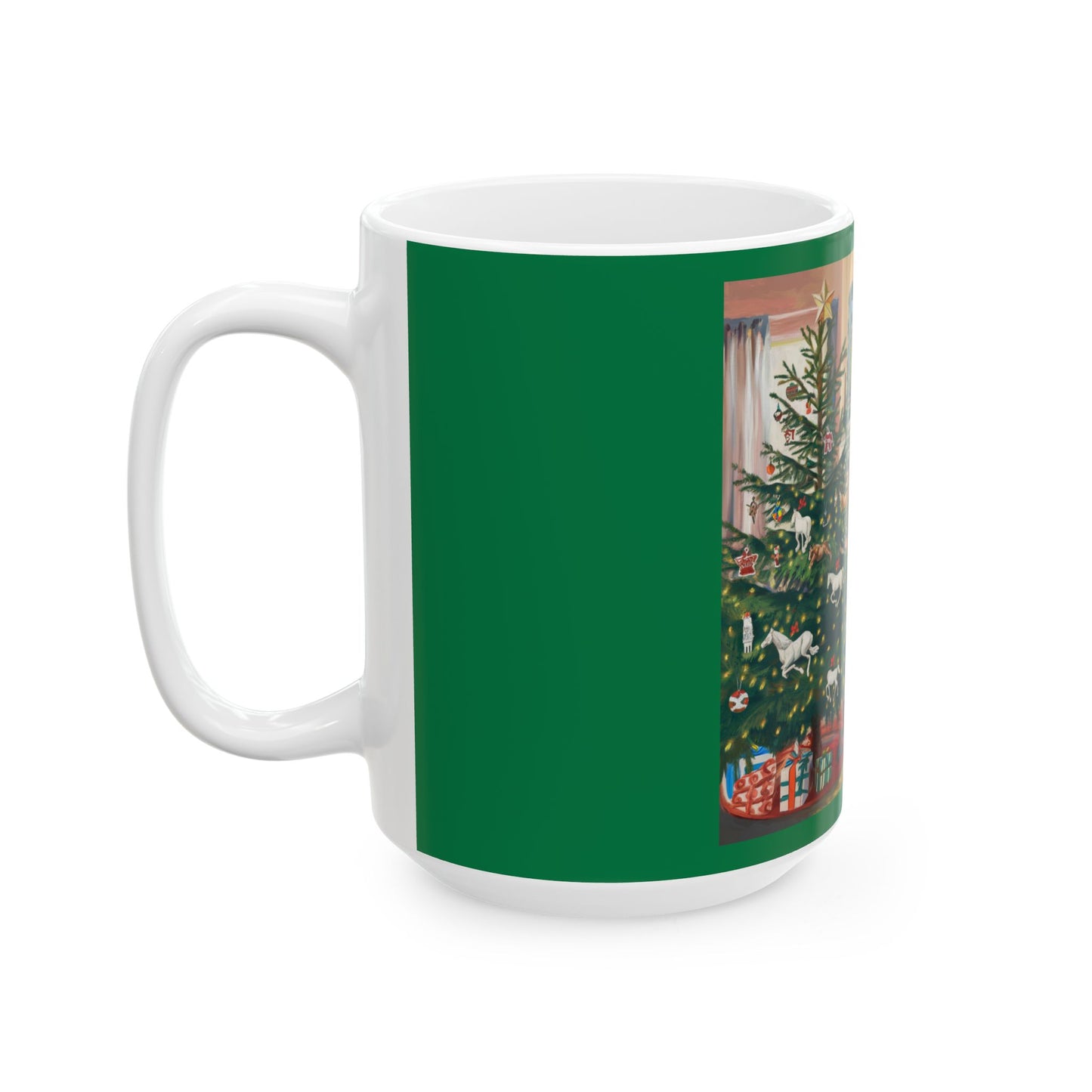 Cozy Holiday Horseracing/ Horse Lovers Ceramic Mug - Festive Christmas Vibes (11oz, 15oz)