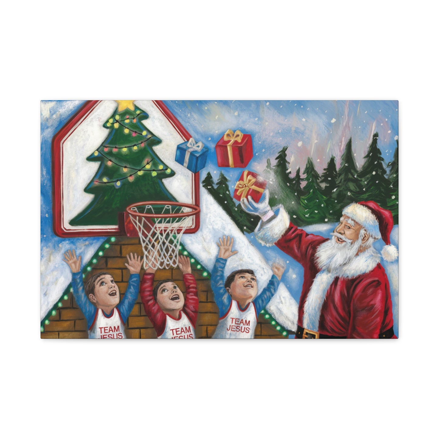 Christmas Team Jesus Canvas Wall Art - Holiday Decor